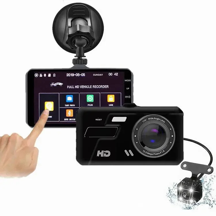 מצלמת רכב כפולה 4 אינץ' – DVR 1080P עם הקלטת לולאה וראיית לילה